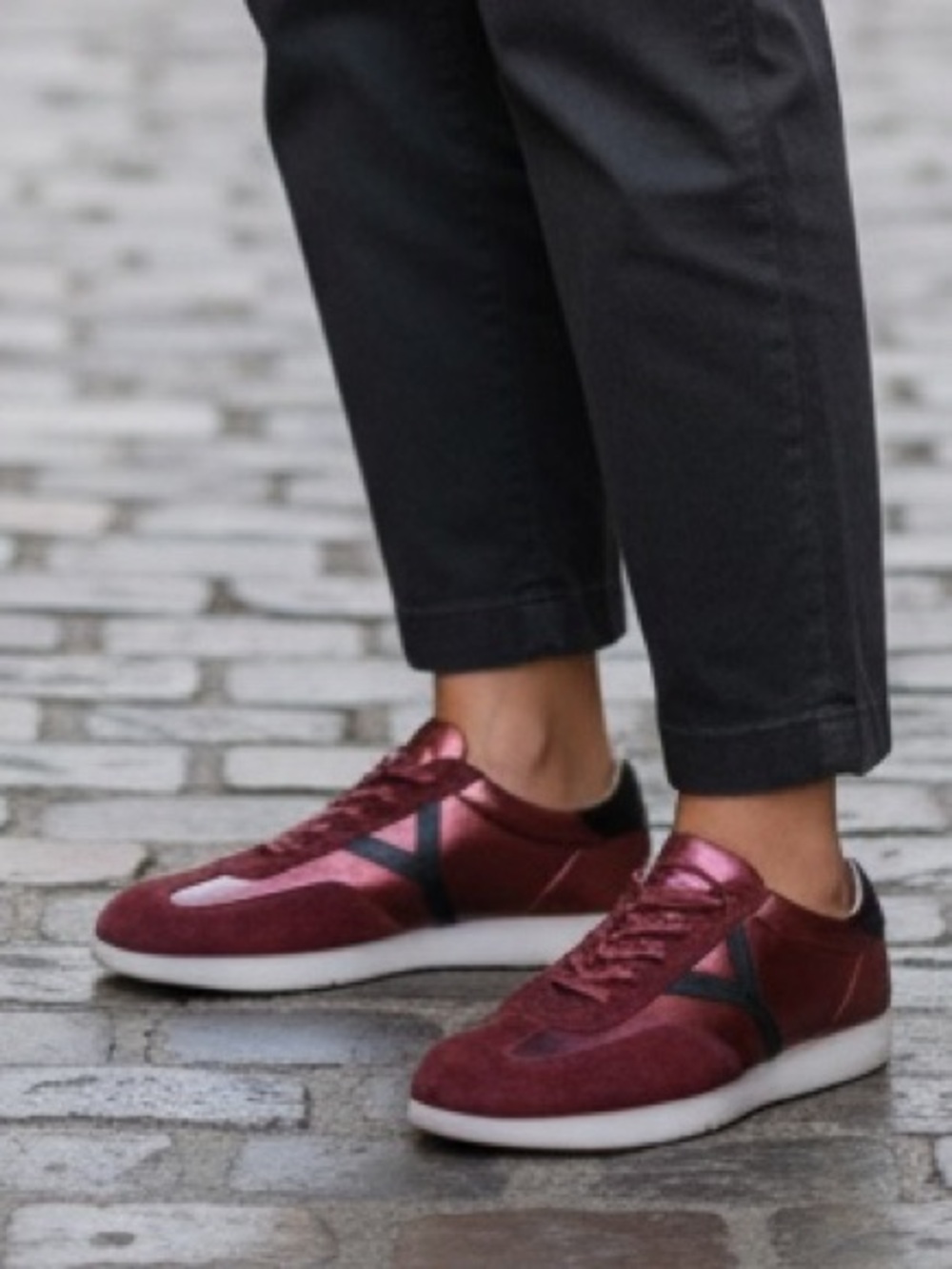 SAYDO Women's Zelk Handcrafted Leather Sneaker in Wine, size EU 38|US 8